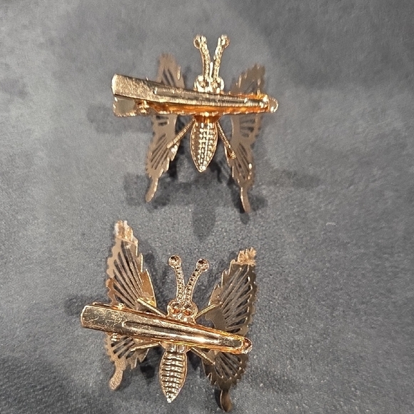 Gold Butterfly Hair Clips - Picture 2 of 2